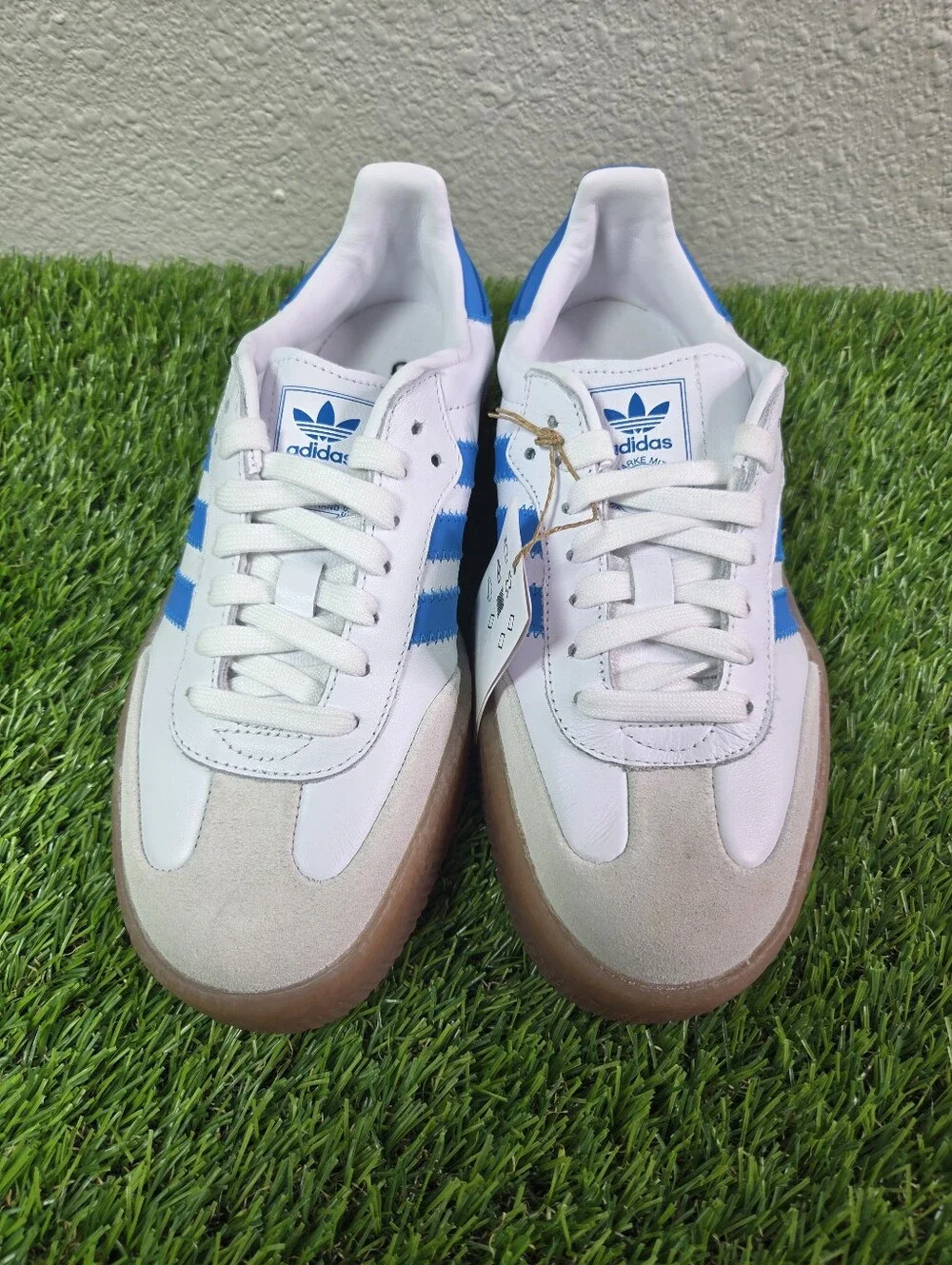 Adidas Samba J White Bright Blue Gum JQ1236 GS Size 5.5/Women's Size 7